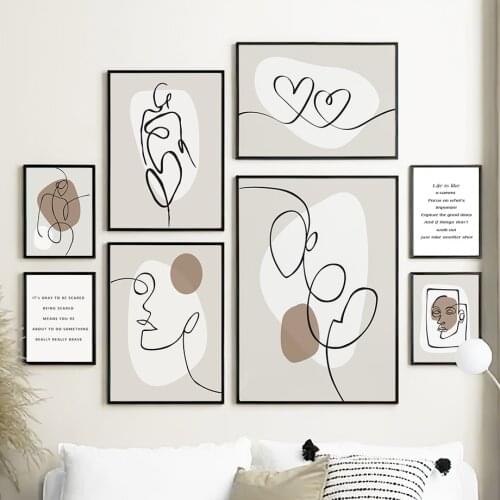 Line Drewing Color Block Body Heart Abstract Wall Art Canvas Painting Nordic Posters And Prints Wall Pictures For Living Room