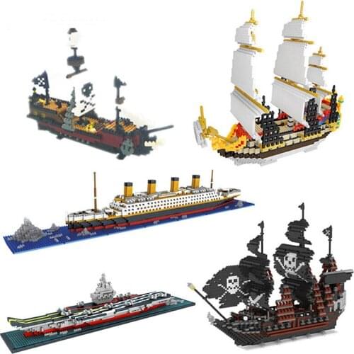 Diamond micro particle creative puzzle assembly toy building block pirate ship /Titanic model, childrens toys, birthday gift