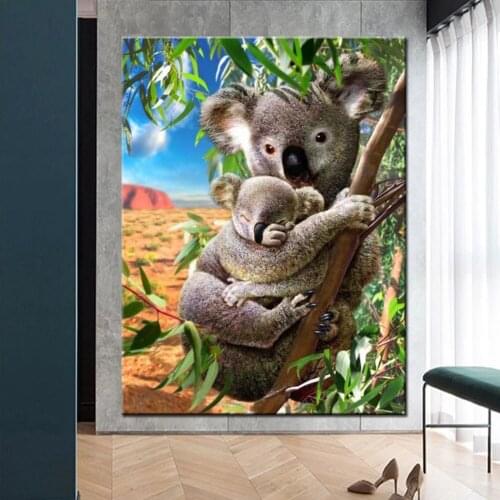 DIY Diamond Embroidery Koalas On Tree 5D Picture Full Square Rhinestones Needlework Hobby Home Decoration gift mosaic