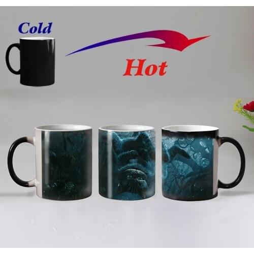 Free shipping 11 ounces landing cats funny animals reveals a cup of hot ceramic color coffee cup magic cup cup the best gift