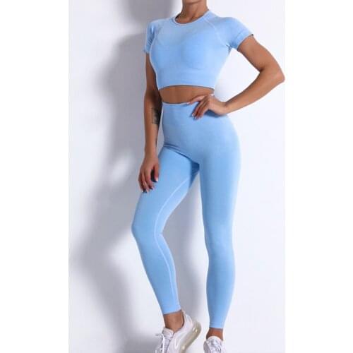 Seamless Yoga Set Sportswear Women Workout Clothes Sexy Sports Bra Gym Leggings T-shirts Push Up Tights Fitness Suit Gym Set