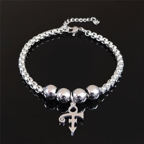 RIP Memorial Symbol Love Logo Steampunk Stainless Steel Bracelet The Minimalism Artist Symbol Prince Bracelet Jewelry B3548S03