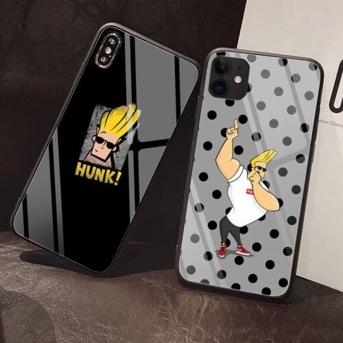 USAKPGRT Johnny Bravo Phone Case Tempered Glass For iPhone 12 Pro Max Mini 11 Pro XR XS MAX 8 X 7 6S 6 Plus SE 2020 case