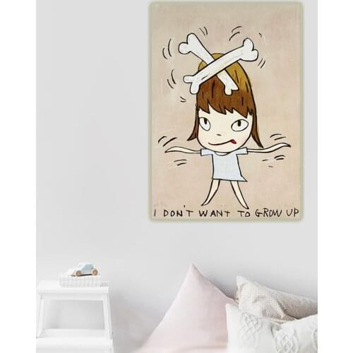 Citon Yoshitomo Nara《I Don't Want to Grow Up》Canvas Oil Painting Artwork Picture Modern Wall Decor Home Living room Decoration