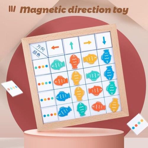 Wooden Magnetic Toys Multifunctional Drawing Board Montessori Educational Game Color And Direction Cognition Toys For Children