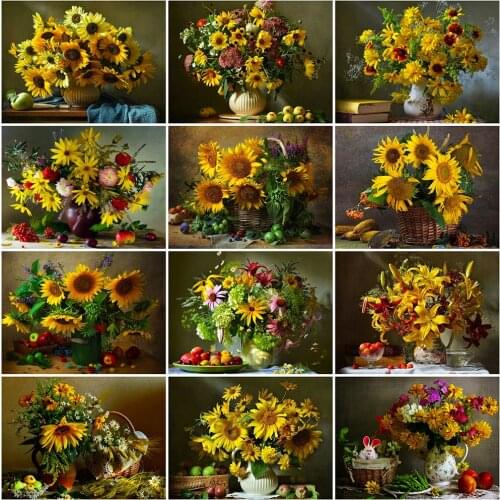 Evershine 5D DIY Diamond Painting Sunflower Mosaic Art Diamond Embroidery Flower Full Square Round Drill Wall Art Decor Gift