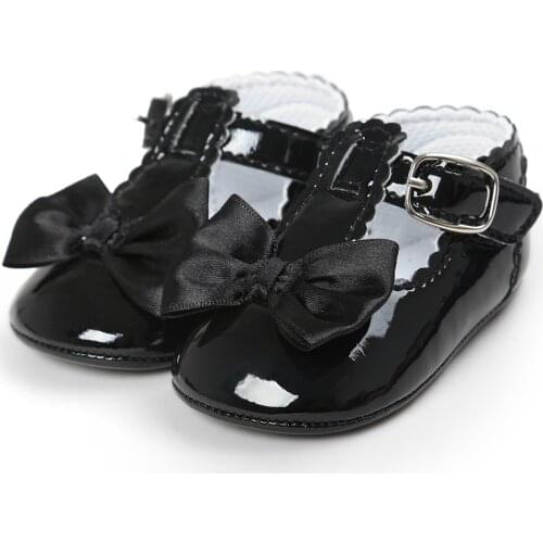 #EW Baby Shoes Leater Bowknot Soft Sole Shoes Toddler Sneakers Casual Shoes Gilrls Hook & Loop Princess Shoes chaussures fille