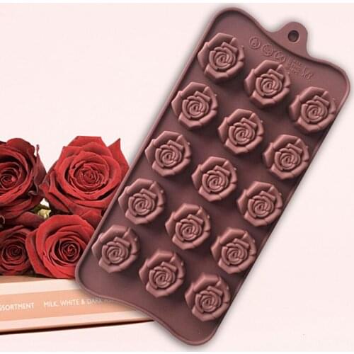 1PCS 15-even Rose Flowers Shaped Silicone Chocolate Mold Cookware Baking Tool Kitchenware Fondant Cake Decoration Tool
