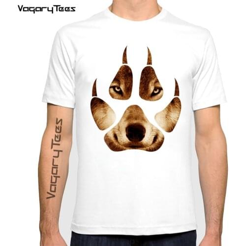 Wolf mark Print T Shirt Fashion men T Shirt Summer Casual Tops Homme Short Sleeve Tee Shirts funny Paw T-shirt Tops