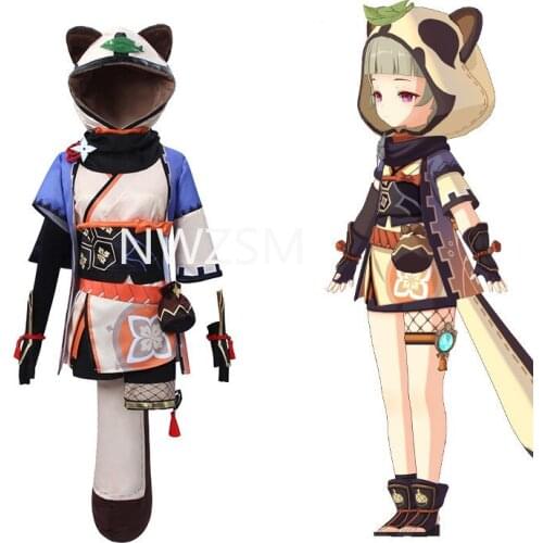 Game Genshin Impact Sayu Cosplay Costume Lovely Tail Women Halloween Combat Uniform Activity Party Role Play