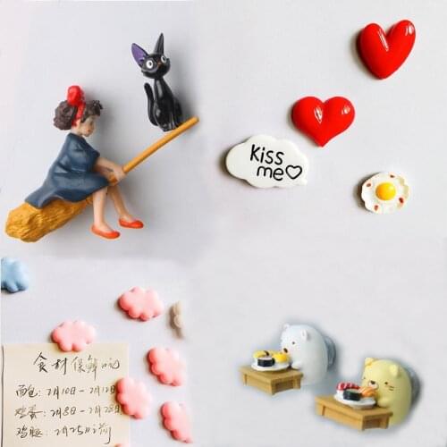 Creative Cartoon Cute Refrigerator Stickers Bear Bear Love Cloud Witch Kitten Resin Refrigerator Magnetic Stickers
