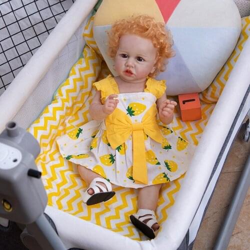 23Inch Bebe Reborn Dolls Toddler Girl Princess Doll with Lemon Dress Full Silicone Body Doll Kids Bath Toy Bebe for Girls Child