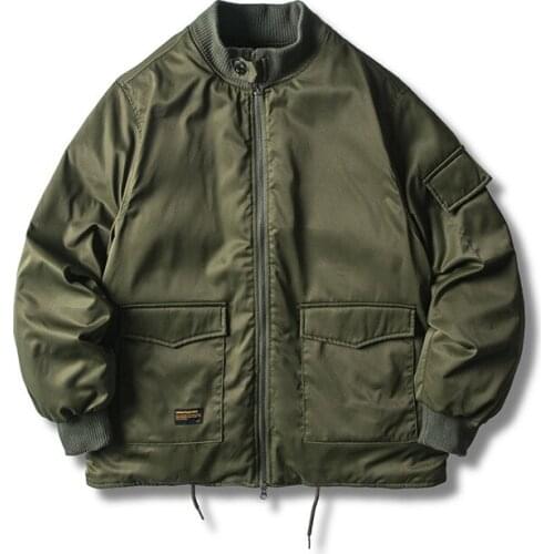 Mens Cotton Padded Jacket Autumn Winter Short Air Force Down Thickened Pilot Coat Outdoor Trekking Cycling Training Sports Tops