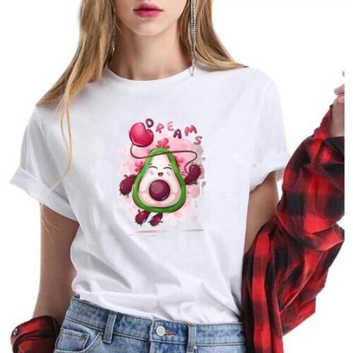 Summer Short Sleeve Tee Shirt Femme Harajuku Shirt Funny Avocado Fashion Cartoon Print T Shirt Women Tops Casual Camiseta Mujer