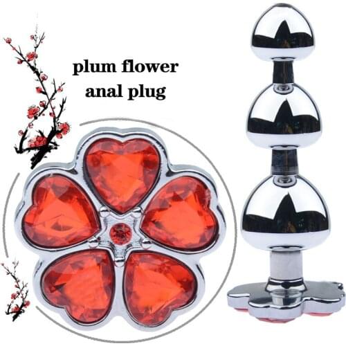 Metal Anal Beads Plum Flower Butt Plug Anal Jewelry Adult Erotic Anus Dilator G Spot Stimulator Buttplug Sex Toys For Woman Men