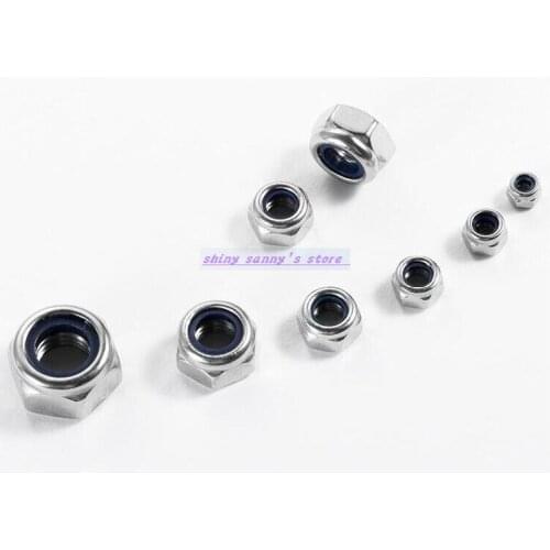 Metric Thread DIN985 M2 M2.5 M3 M4 M5 M6 M8 M10 M12 304 Stainless Steel Hex Head Nylon Insert Lock Stop Nuts Brand New