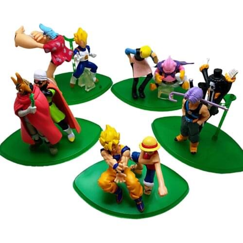 9CM 5-piece Set of Classic Anime Dragon Ball Super Saiyan One Piece PVC Model Childrens Gift Collection Novelty Toys Jewelry
