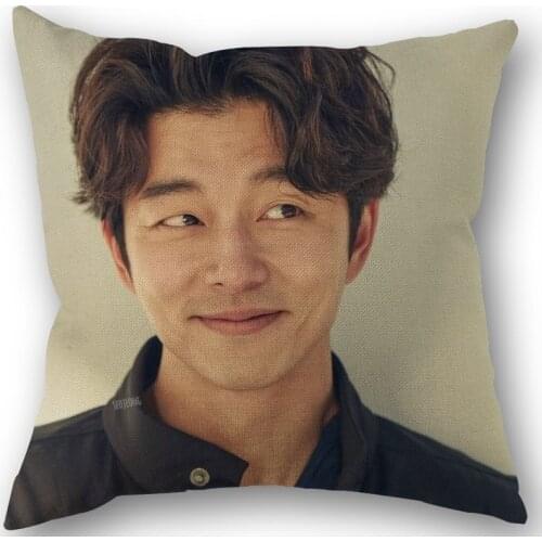 Kpop Gong Yoo Pillowcase Cotton Linen Fabric Square Zippered Pillow Cover For Office Family Decoration 45X45cm Eco-Friendly