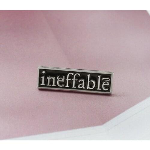 Angels and demons are ineffable Custom jewelry Black rectangle silver edge text logo Lapel Pin Enamel Brooch Clothes bag badge