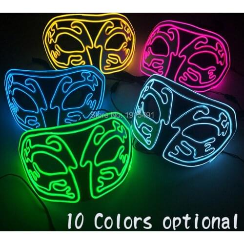 New arrivel eva EL wire Led Light Up fox mask Luminous prom Cosplay event Horror halloween mask party Lights 3V