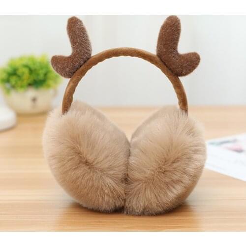Christmas Antlers EarmuffsNew fur Elk Earmuff solid color headphones ladies earmuffs winter warm comfortable Deer Earwarmers
