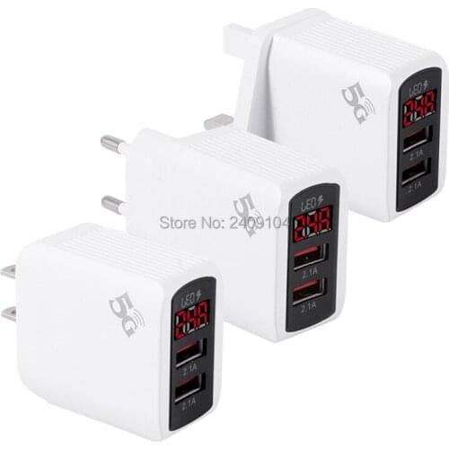 Wholesale 200pcs/lot EU US UK plug 2 USB ports Charger adapter Wall Charger For mobile cell phone