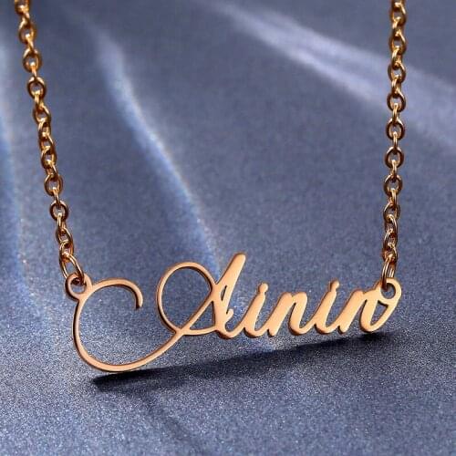 Custom Name Necklace Stainless Steel Chain Personalized Pendant Rose Gold Charming Jewelry for Women Girls