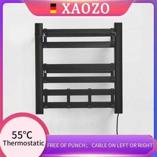Bathroom Electric Bowel Warmer Bath Heating Towel Shelf Rack Household Free of Punch Warm Dryer Shelf Heated Towel Rail Black