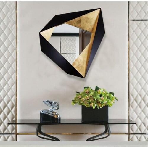 Simple Modern Wrought Iron 3D Stereo Home Livingroom Sofa Wall Hanging Decorative Mirror Mural Crafts Hotel Wall Sticker Decor