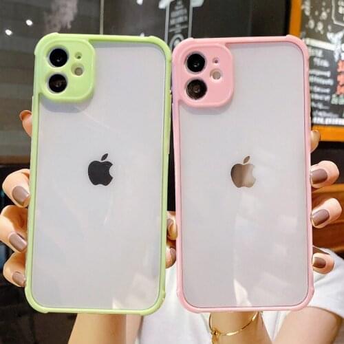 Candy Color Transparent Shockproof Bumper Phone Case For iPhone 12 11 Pro Max XR XS MAX X 7 8 Plus Camera Protection Soft Cover