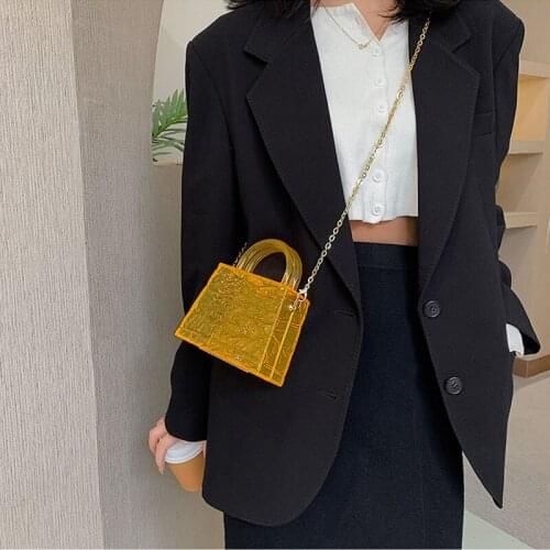 Luxury Designer Transparent Ice Crack PVC Lipstick Shoulder Bag for Women Chain Jelly Female Crossbody Bags Mini Purses Handbags