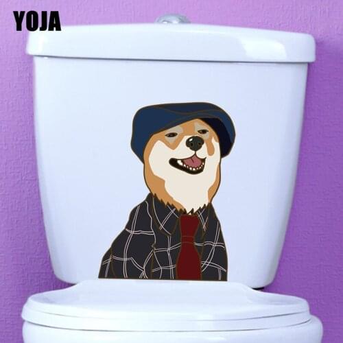 YOJA 16.6*22.1CM Fashion Dog Toilet Decal BedRoom Home Decor Wall Sticker Creative Animal T3-0704