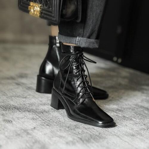Fashion Boots Women Genuine Leather Ankle Boots Winter New 5cm Heels Casual Night Club Shoes Woman Chelsea Boots