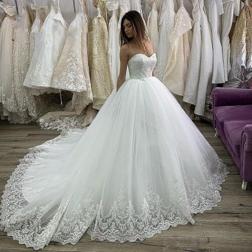Robe De Mariee Dubai white Wedding Dress Luxury Appliques Lace Wedding Gown Custom Made Dresses Wedding Vestidos De Novia 2021