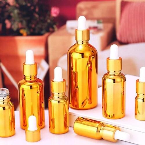 1pcs 5-100ml Empty UV Electroplate Silver Perfume Cream Spray Lotion Pump Refillable Essential Oil Dropper Glass Bottles
