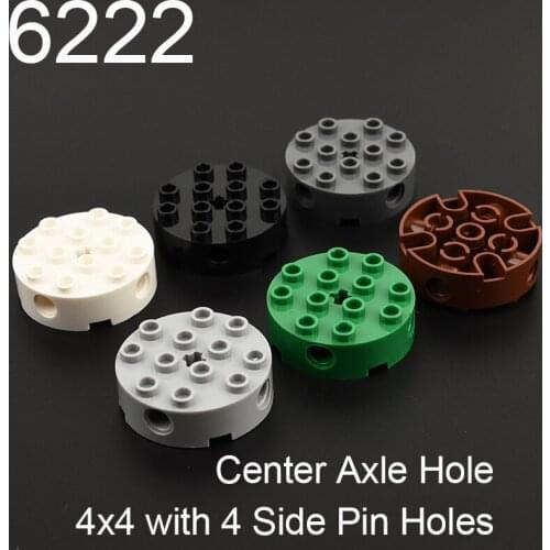 10pcs 6222 Brick Round 4 x 4 with 4 Side Pin Holes and Center Axle Hole Building block parts MOC DIY Education Build Toys Brick