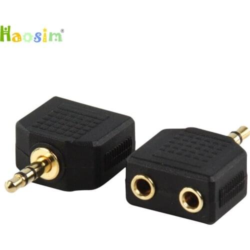 100pcs 1 to 2 Double Earphone Headphone Y Splitter Cable Cord Adapter Plug For computer for Mobile phone for MP3 MP4 3.5mm Jack