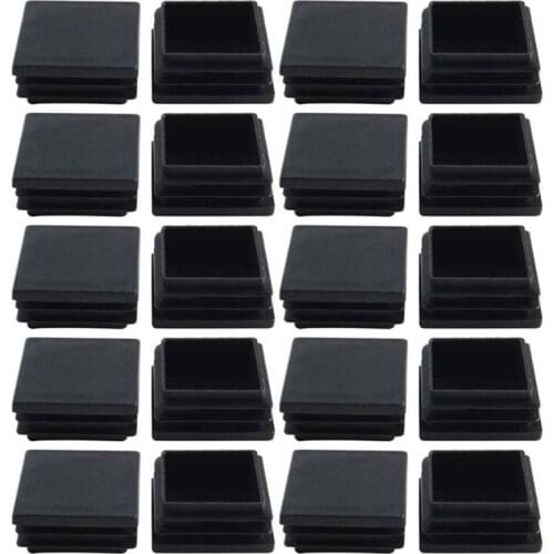 12pcs Plastic Square Ribbed Tube Inserts Pipe Tubing End Covers Cap Furniture Glide Desk Table Feet Floor Protector