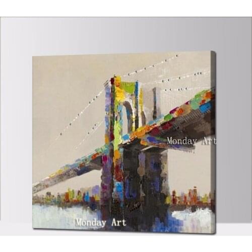 2019 best handpainted canvas abstract oil painting modern wall decoration landscape San Francisco Bridge picture for living room