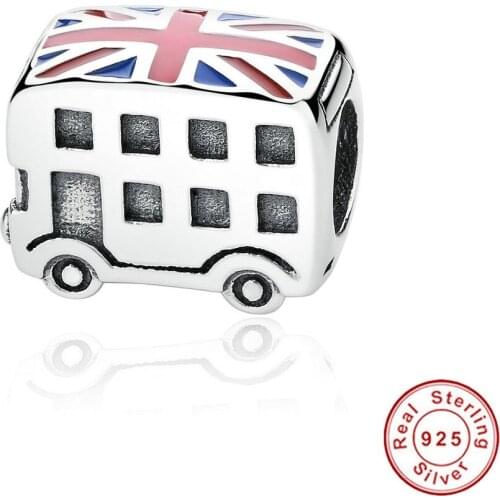 2020 Original Real 925 Sterling Silver Beads London Bus Charms Fit Pan Bracelet DIY Women Jewelry