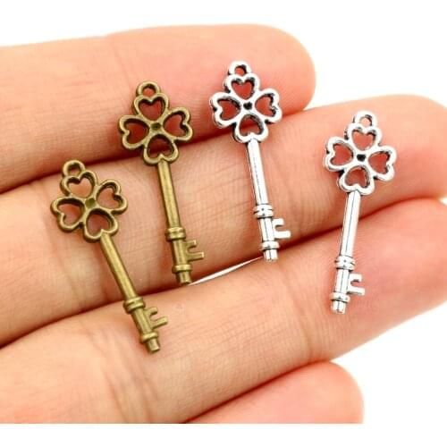 25x9mm 40pcs Antique Silver Plated Key Handmade Charms Pendant:DIY for bracelet necklace-P1-15