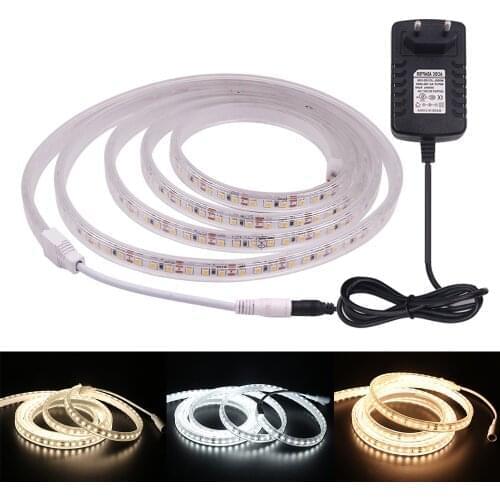 2835 LED Strip+Power Supply 12V 24V Flexible Tape Ribbon 120LEDs/m IP67 Waterproof String Lamp Warm Natural White 4000K 0.5-10m
