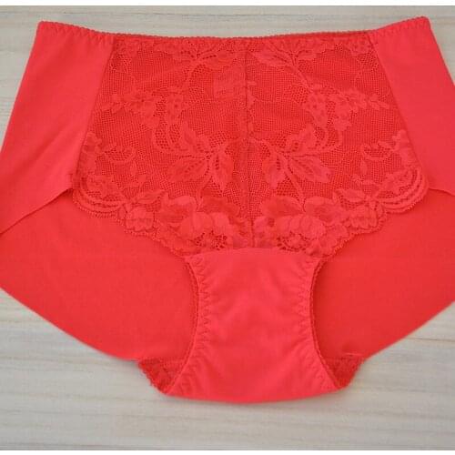 3pc/lot Plus Size Sexy Red Lace Women Panties Lingerie Seamless Brief Women Sleepwear High Waist Briefs Female hipster Underpant