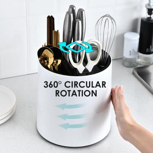 3 In 1 Kitchen Utensil Knife Holder Set Large Capacity Exquisite Storage Stand For Kitchen Rotating And Draining nice