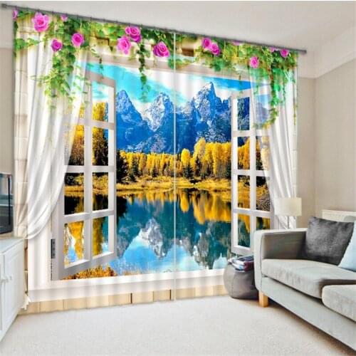 Lake scenery 3D Blackout Window Curtains For Living room Bedding room Hotel/Office Curtain Drapes Cortinas para sala