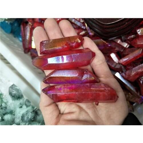 4 titanium aura quartz rainbowl mineral specimen wire and wrapping jewelry DIY angel aura cluster specimens cured mineral point