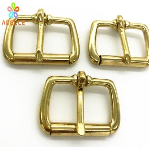 5pcs Solid Brass Pin Buckle Roller 13/16/20/22/25/29/32/38mm Leather belt Strap Spare Replacement snap Hardware free shipping