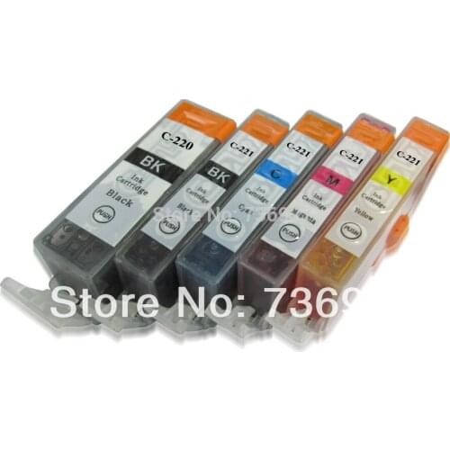 5X Generic printer ink cartidge PGI 220, CLI 221 BK BK C M Y for Canon ip3600 ip 4600 North America