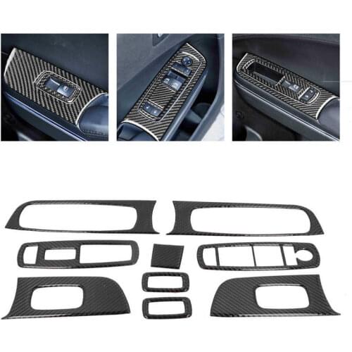 9Pcs Window Lift Panel Trim Sticker Decoration Carbon Fiber for Dodge Charger 2011 2012 2013 2014 Car Styling