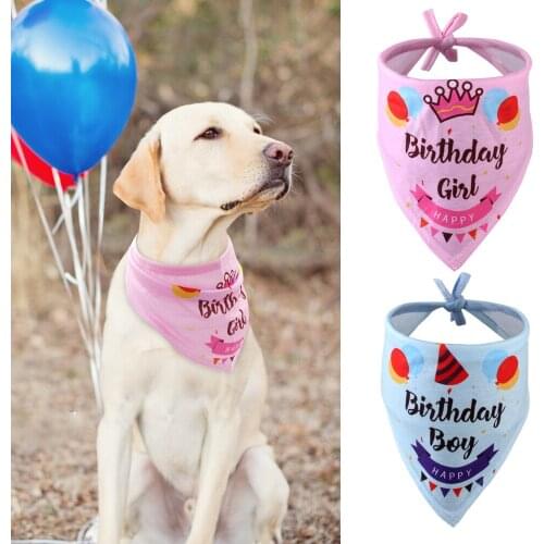 Birthday Dog Bandana Bibs Head Scarf Doggie Neckerchief Pet Cat Puppies Bandana Birthday Party Accessories for Medium Large Dogs